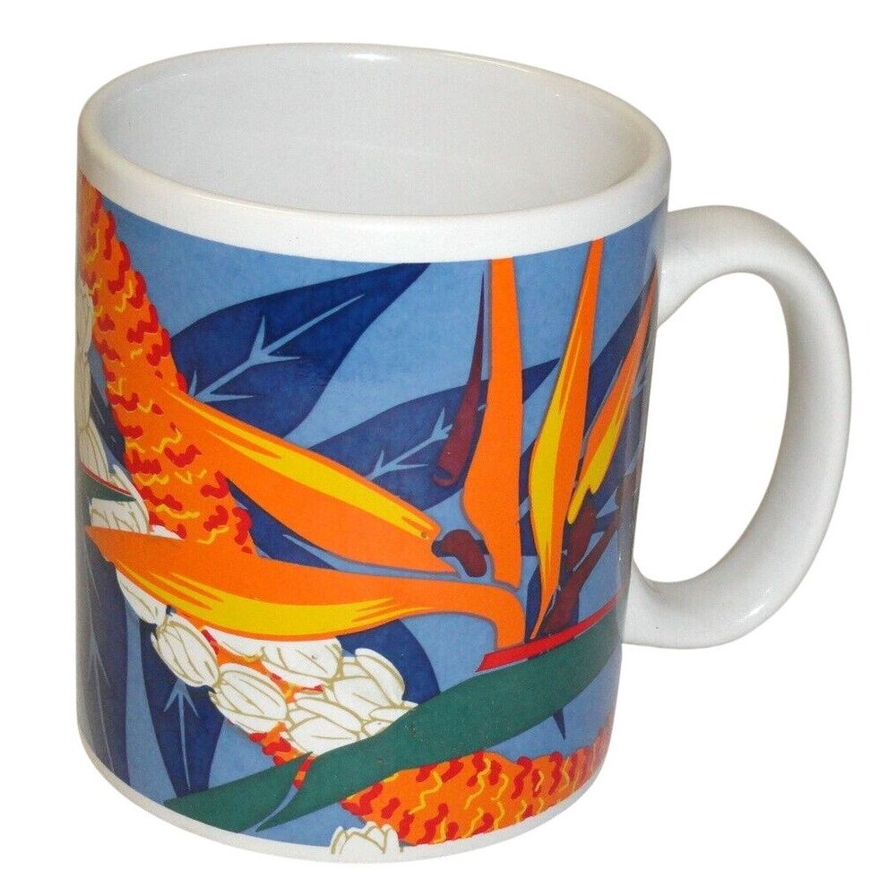 Hilo Hattie Coffee Tea Mug Cup Hawaiian Ceramic Tropical Floral Design 1999 Vtg